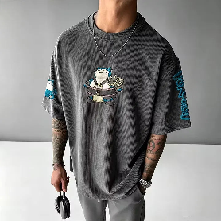 Pokémon Anime-Inspired Vintage Waffle Knit T-Shirt