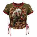Women's Slim-Fit Short-Sleeve T-Shirt With Anime Print And Side Drawstrings