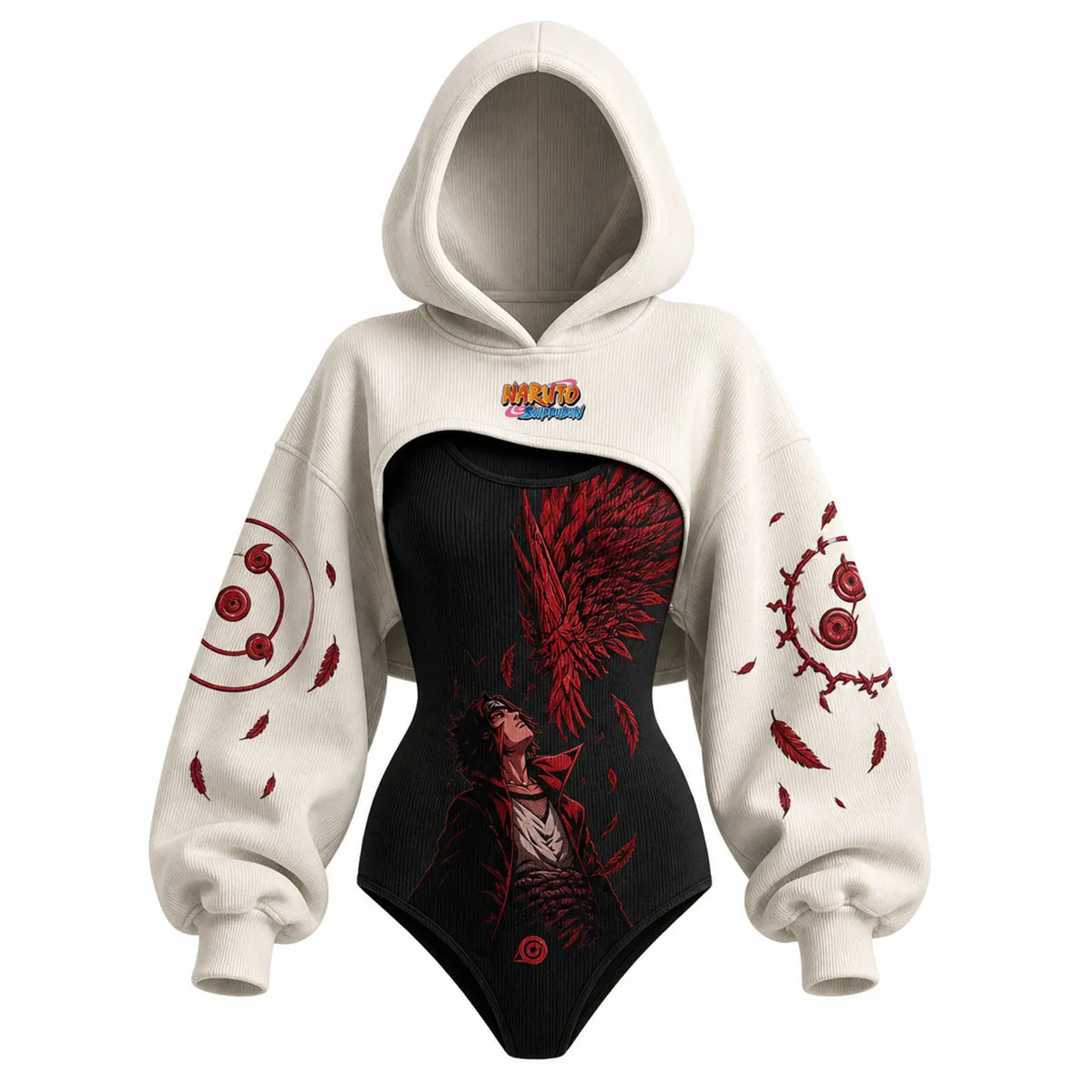 Women's Anime-Print Hooded Romper Set