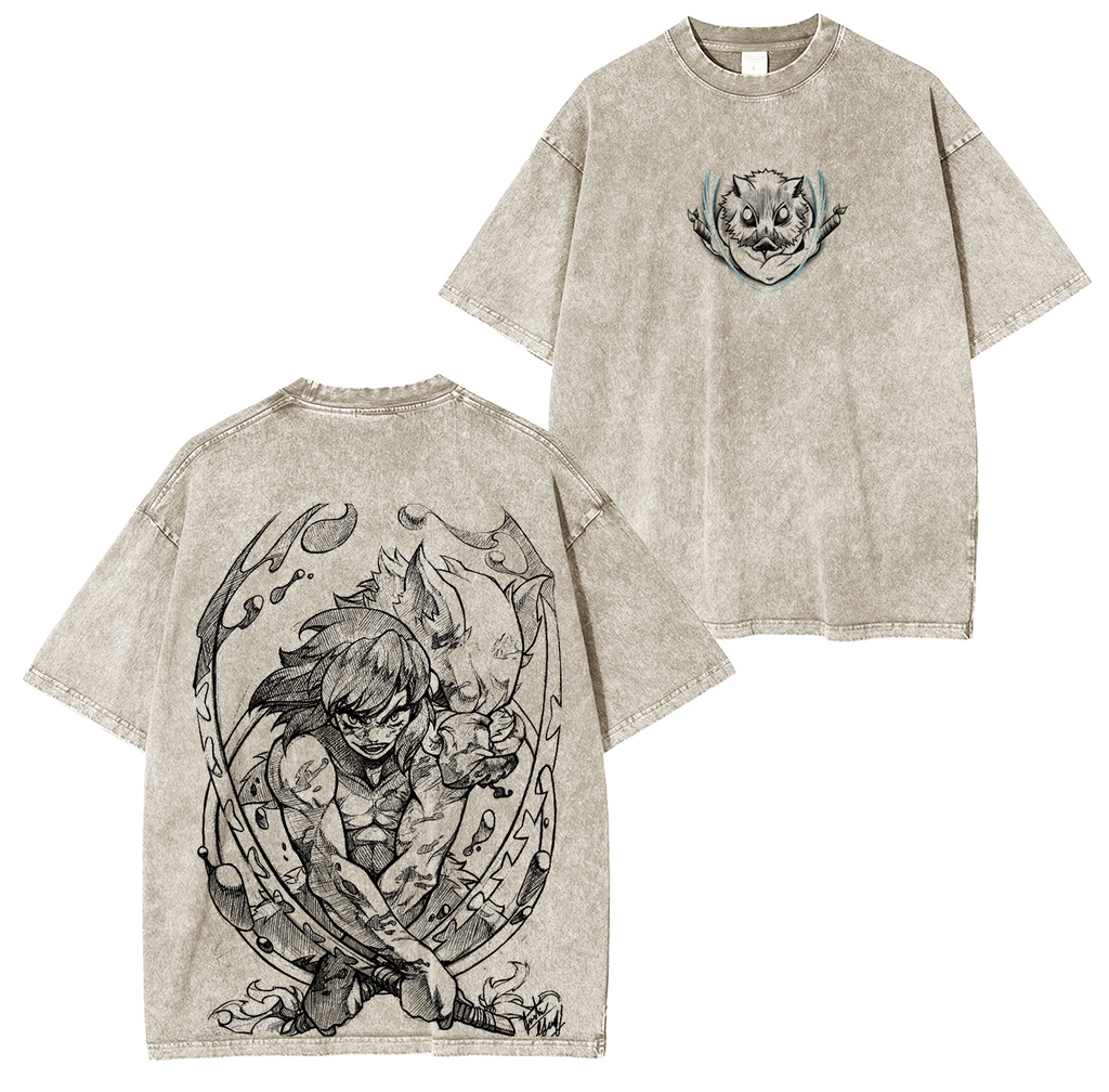 Hashibira Inosuke,Anime Unisex Washed T-Shirt| KNY