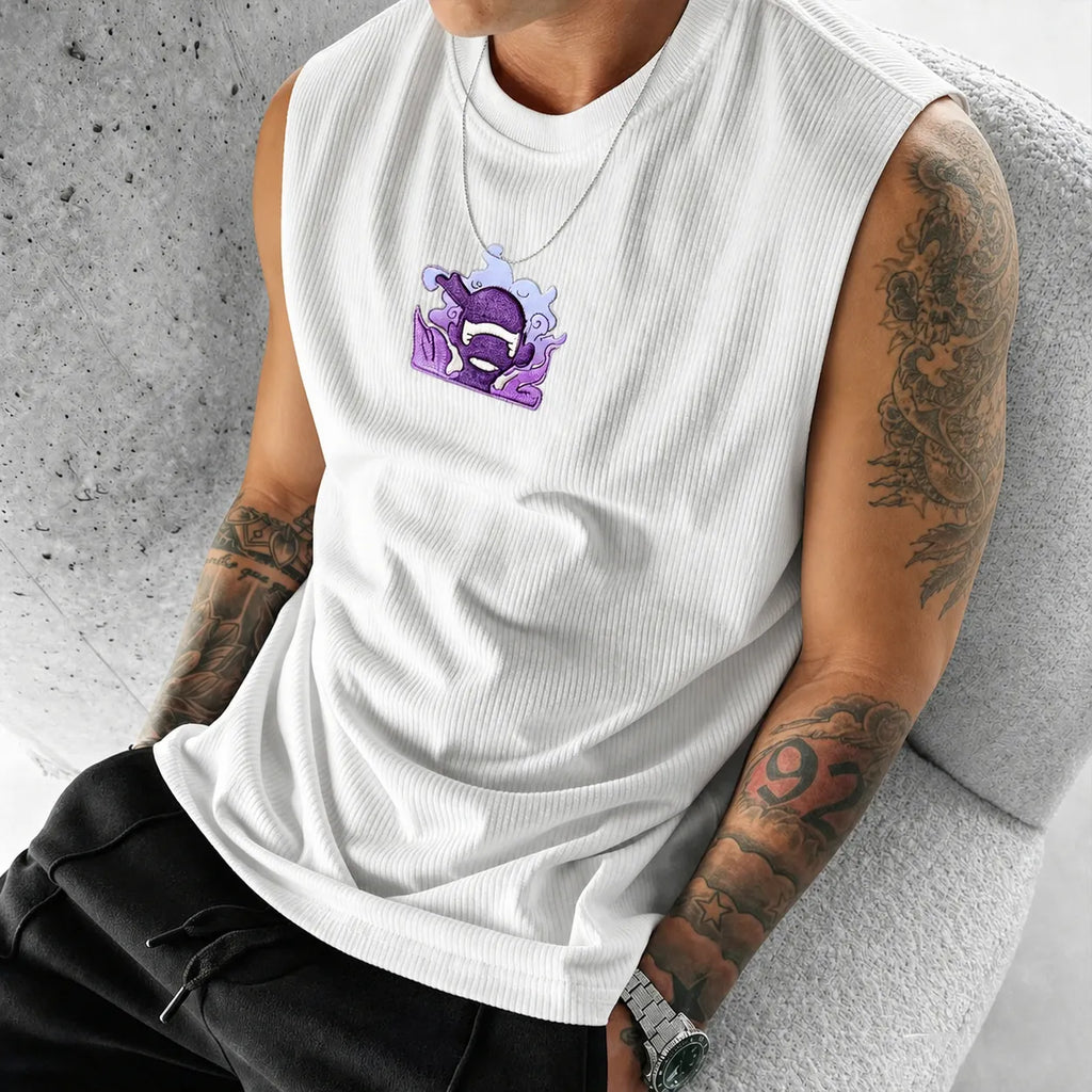 Unisex Anime-Style Retro Corduroy Tank Top