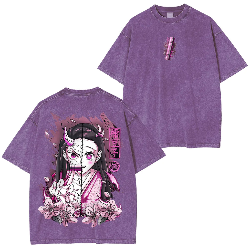 Nezuko Kamado, KNY Anime Unisex Washed T-Shirt