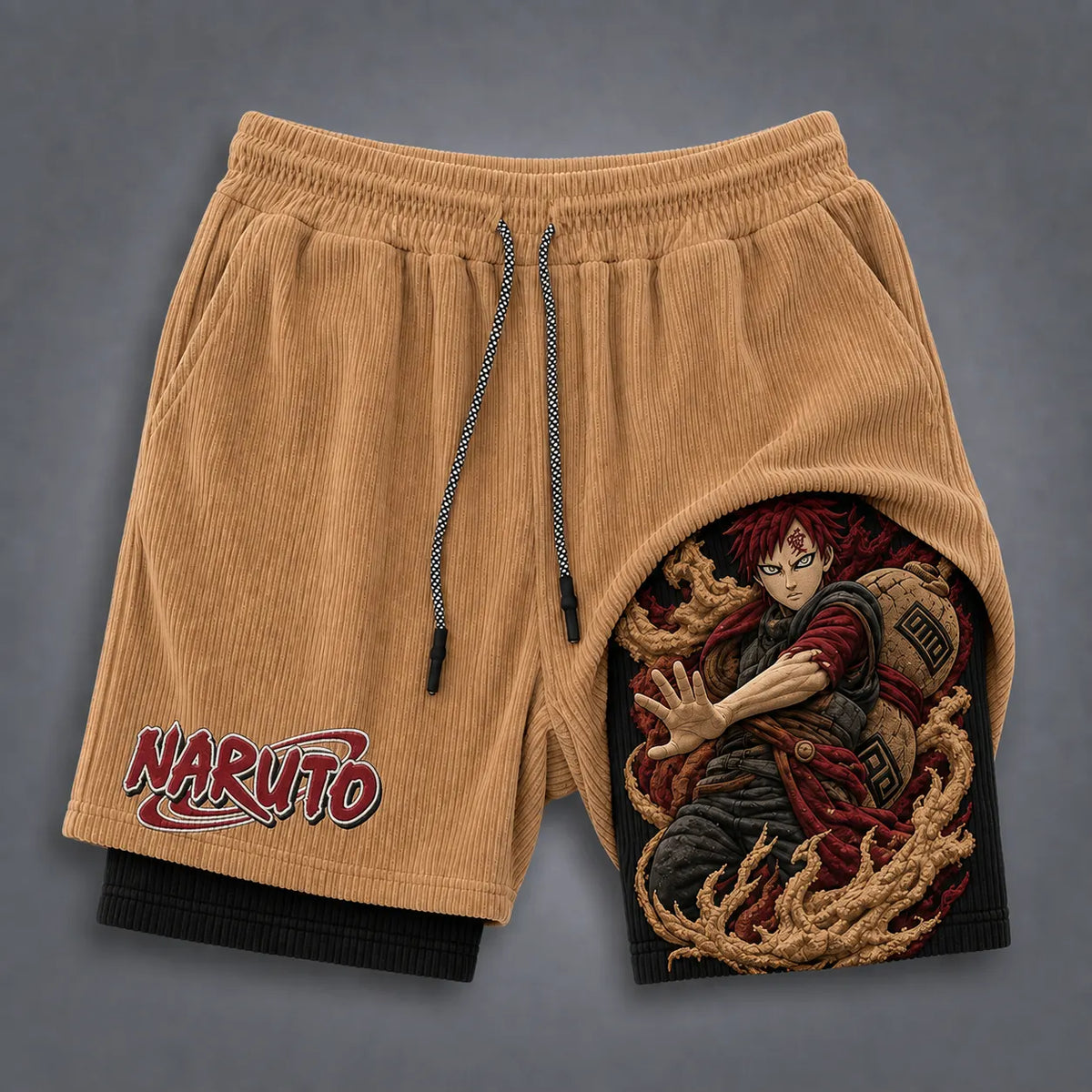 Unisex Double-layer Shorts With Anime Print