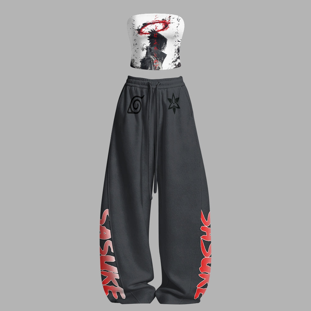 NARUTO Tight Casual Camisole Tops & Elasticated Trousers Two-Piece Set | Anime Graphic