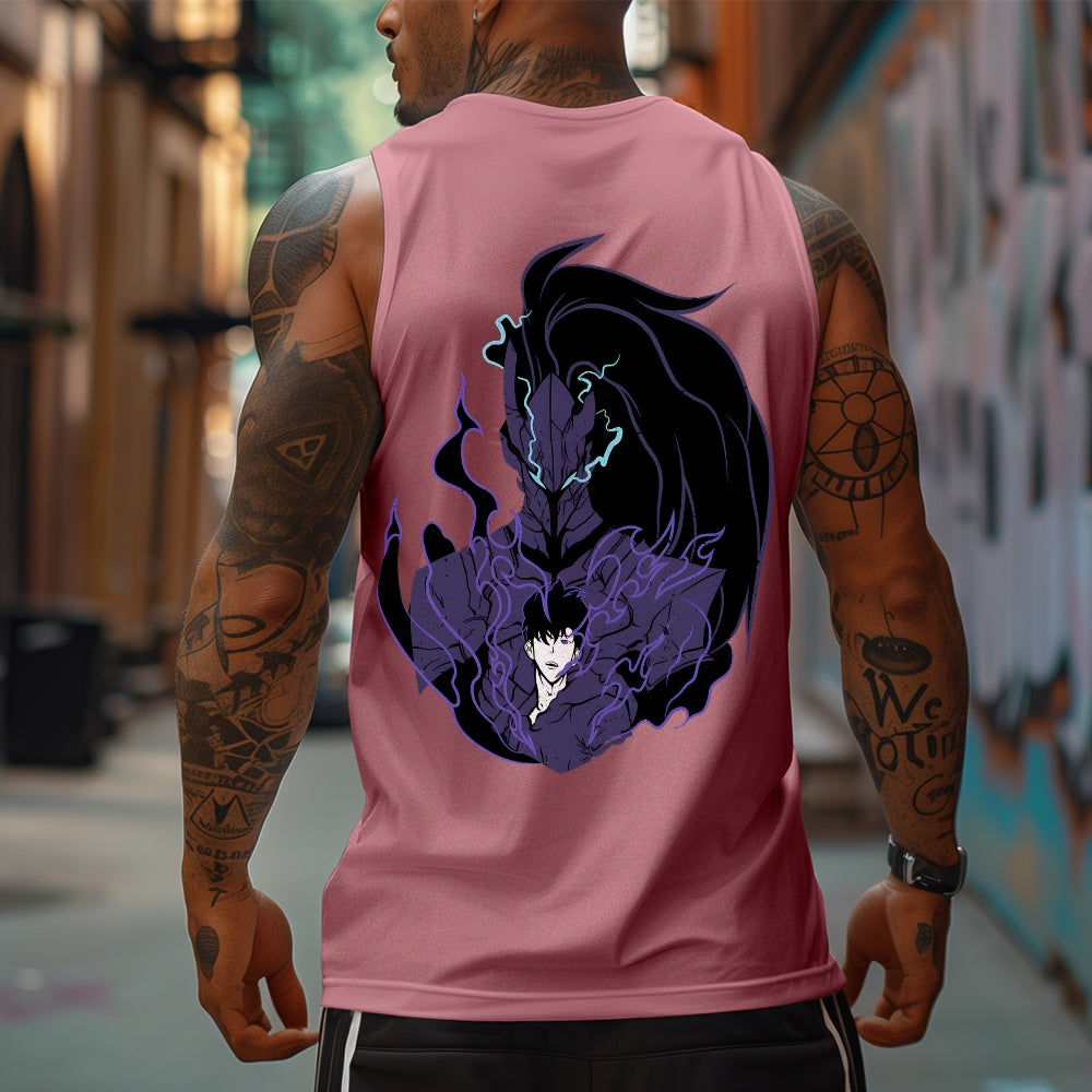 Oversized Anime Print Gym Tank Top