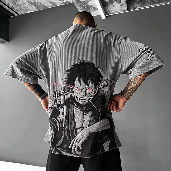 Anime Vintage Waffle Knit T-Shirt