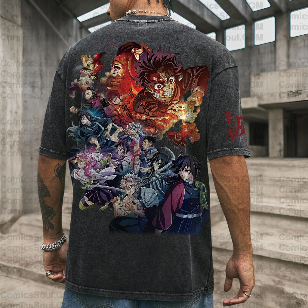 Vintage 3D Direct Inkjet Printed Washed Unisex T-Shirt