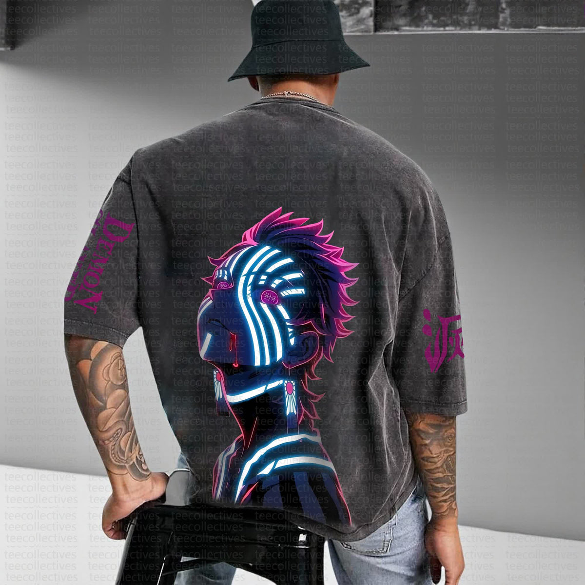 Unisex Anime Inspired Vintage Washed T-Shirt | KNY-Akaza