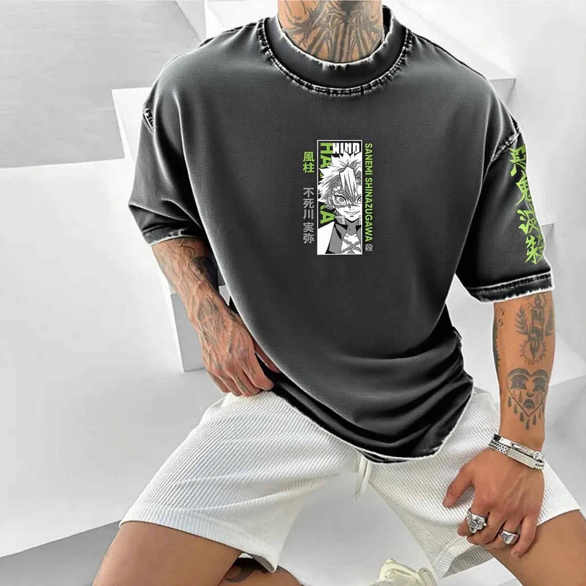 Unisex Anime Inspired Vintage Washed T-Shirt | KNY