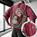Unisex Anime-Style Retro Corduroy Oversized T-Shirt