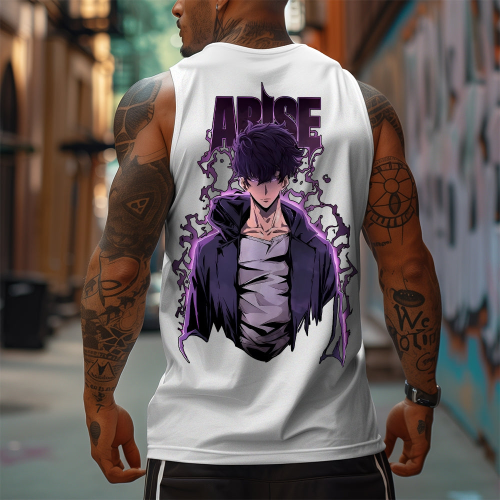 Oversized Anime Print Gym Tank Top