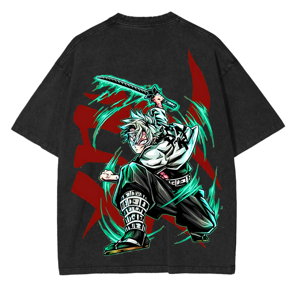 Wind Hashira Sanemi Shinazugawa ,KNY Anime Unisex Washed T-Shirt