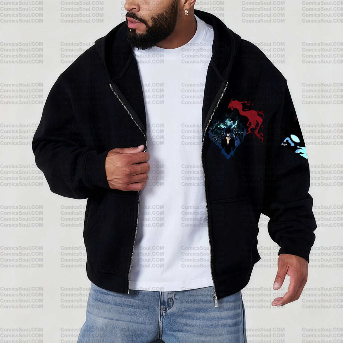Unisex Graphic Streetwear Vintage Zipper Cardigan Plush Hoodie