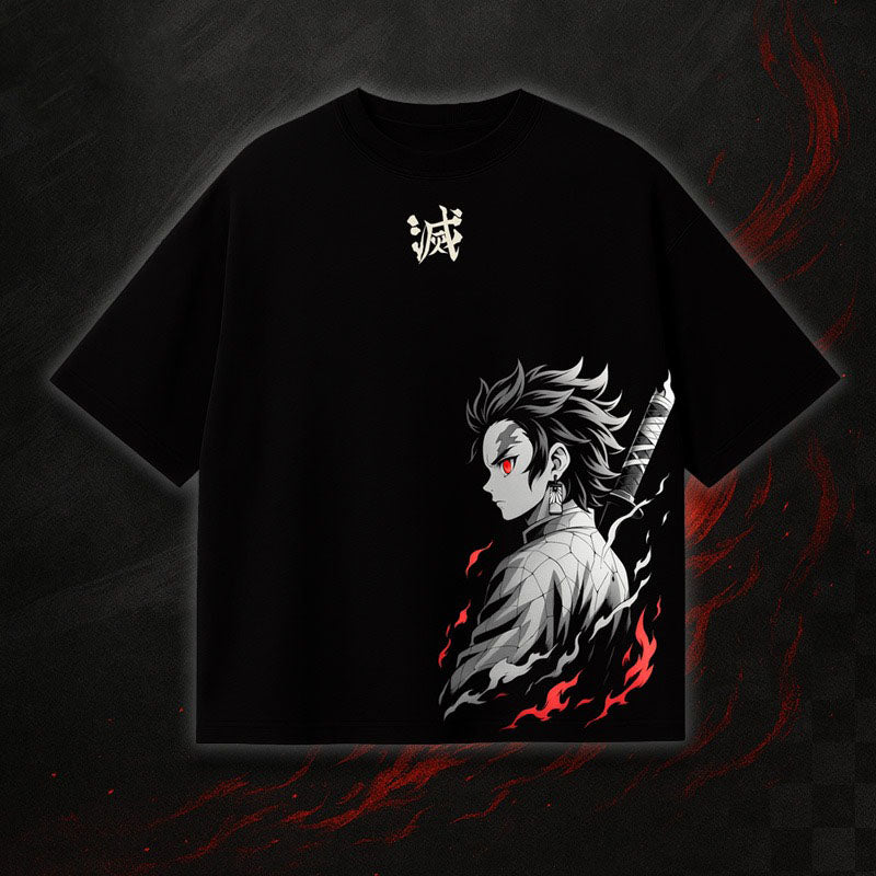 High-quality unisex anime graphic washed printed T-shirt| KNY