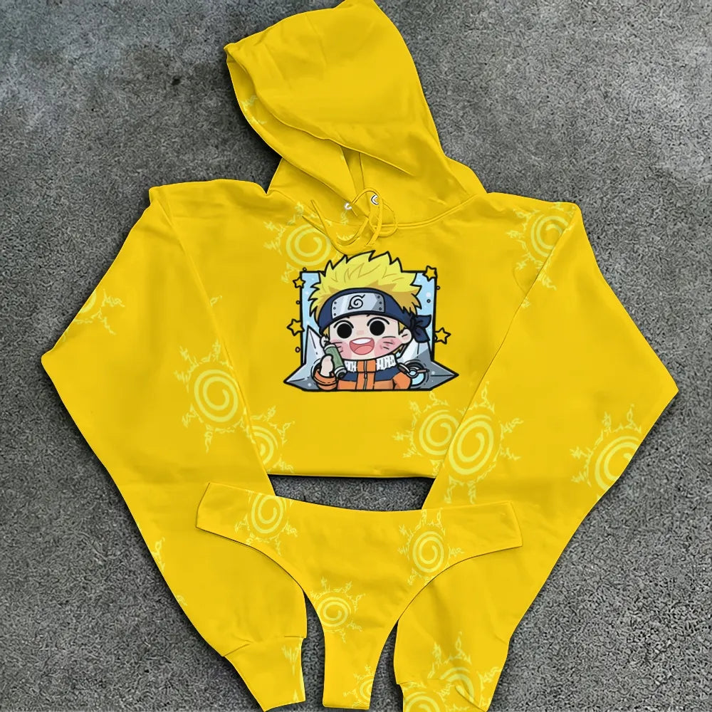 NARUTO Women's Hooded Thicken Suit Set | Anime Graphic