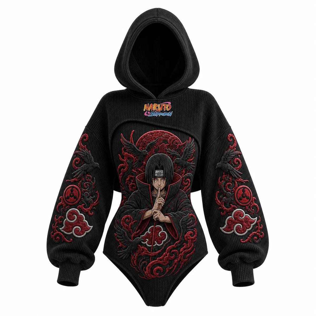 Women's Anime-Print Hooded Romper Set