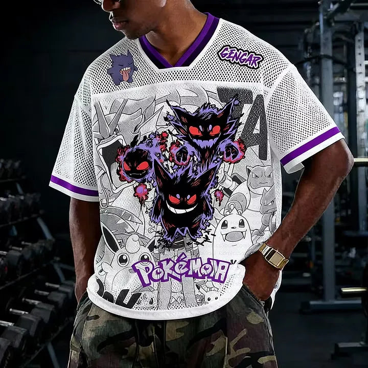 Unisex Anime Retro Mesh Sports Jersey T-Shirt