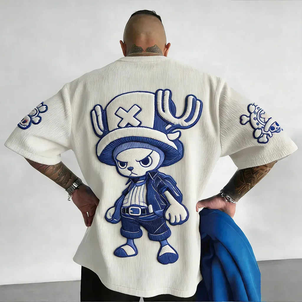 Unisex Anime Inspired Vintage Corduroy T-Shirt