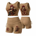 Women's Anime-Print Tank Top And Shorts Sports Set
