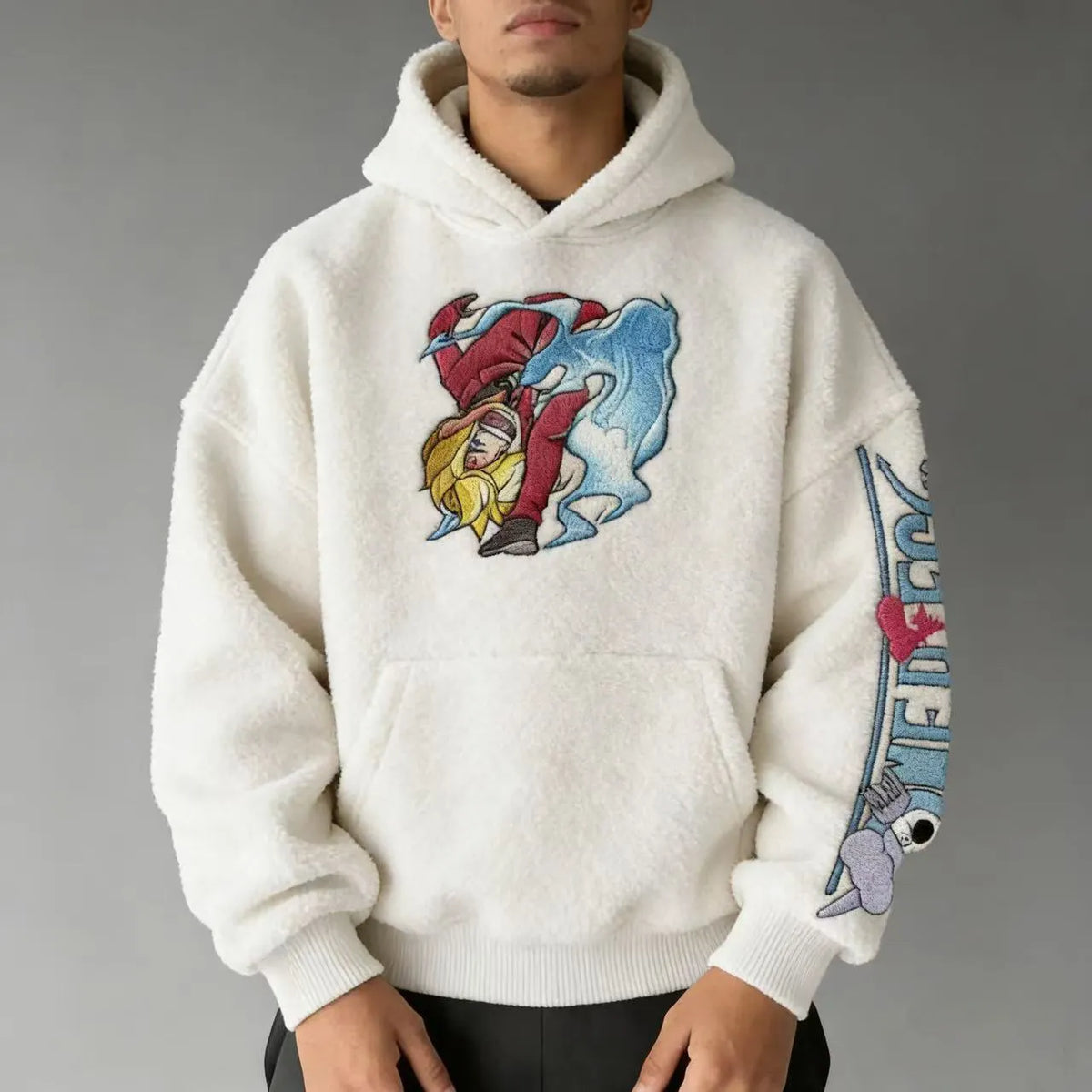 Color-blocked Plush Hoodie