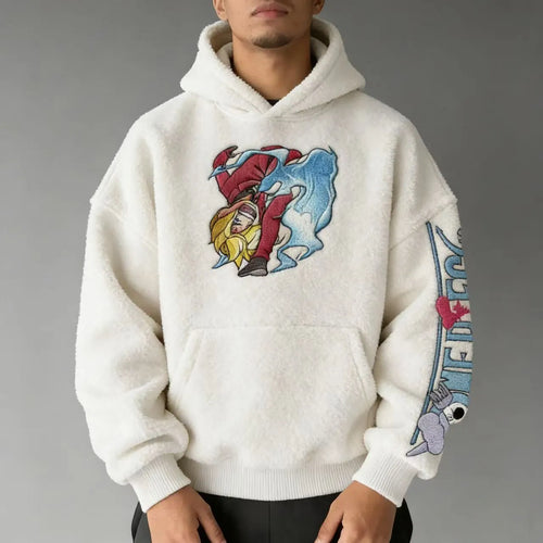 Color-blocked Plush Hoodie