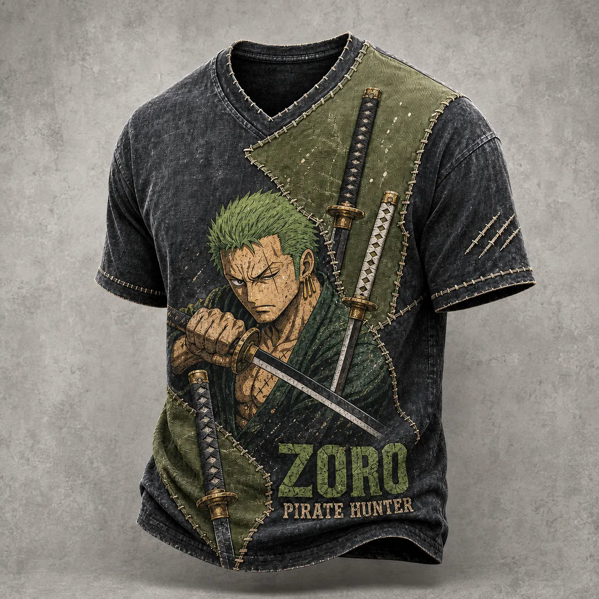 Pirate Crew Print V-Neck T-Shirt