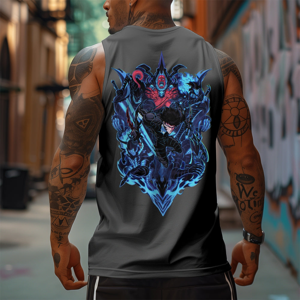 Oversized Anime Print Gym Tank Top