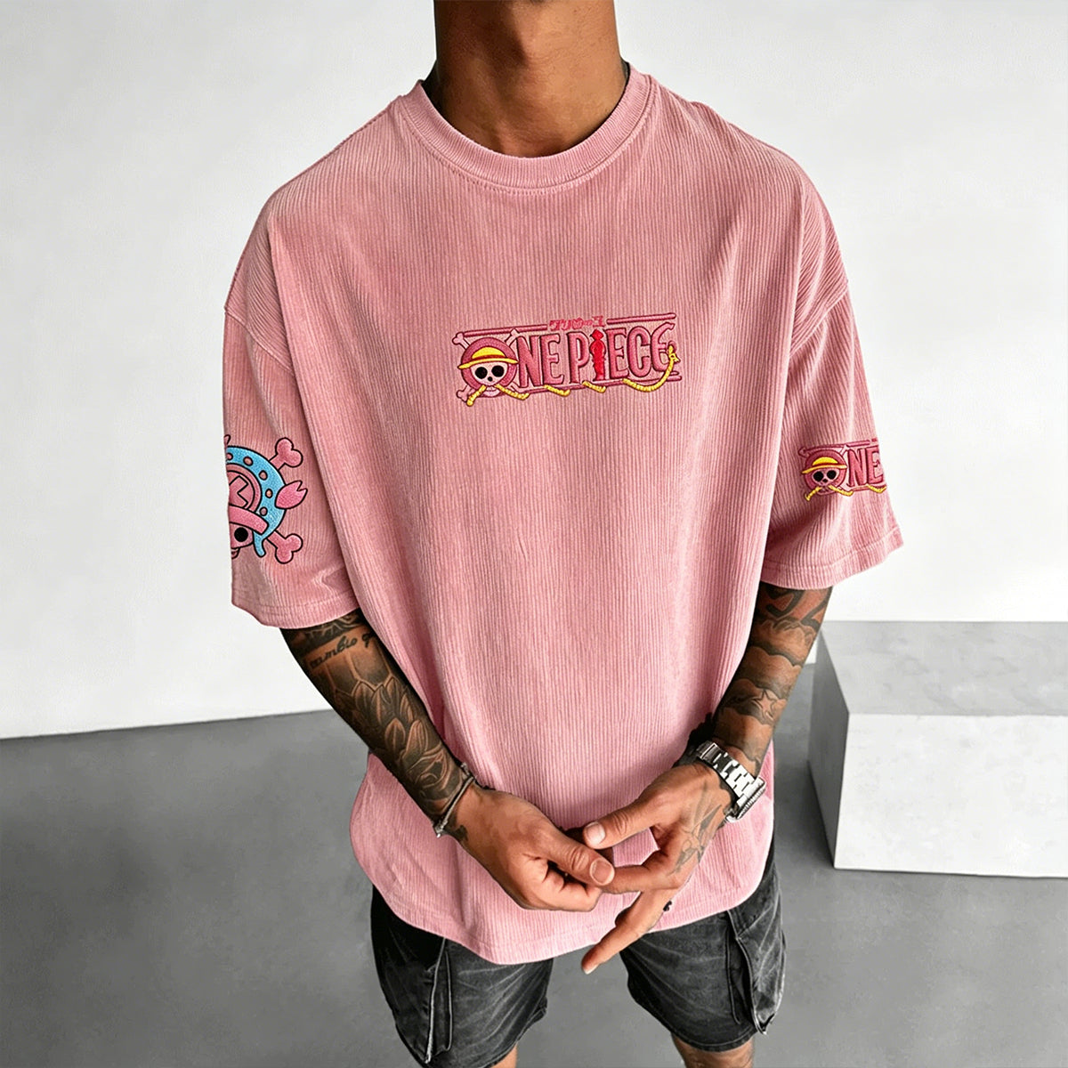 Unisex Anime Inspired Vintage Corduroy T-Shirt