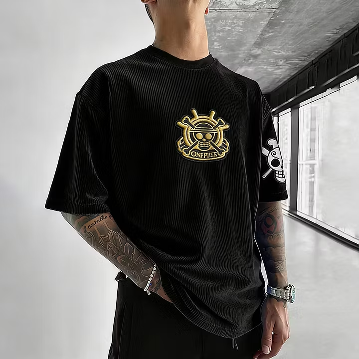 Unisex Anime Inspired Vintage Corduroy T-Shirt
