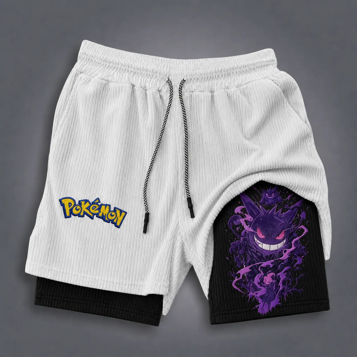 Unisex Double-layer Shorts With Anime Print
