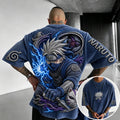 Unisex Anime-Style Retro Corduroy Oversized T-Shirt