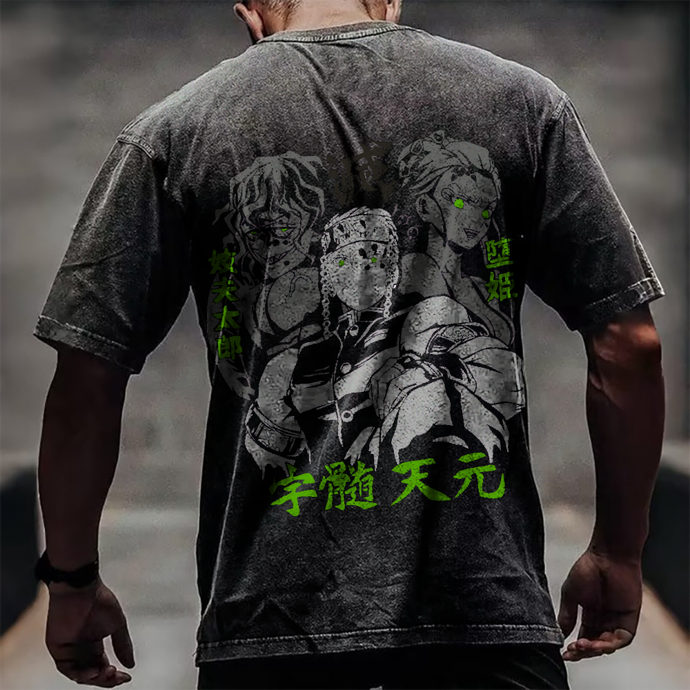 Tengen Uzui Vintage washed T-Shirt – KNY Oversized Graphic Tee for Anime Fans