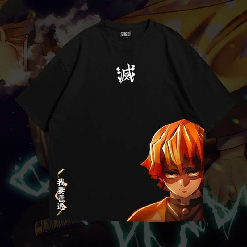 High-quality unisex anime graphic washed printed T-shirt| KNY