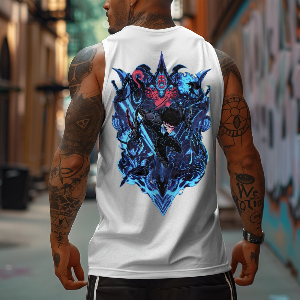 Oversized Anime Print Gym Tank Top