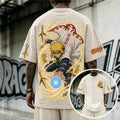 Unisex Anime-Style Retro Corduroy Oversized T-Shirt