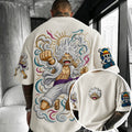 Unisex Anime-Style Retro Corduroy Oversized T-Shirt