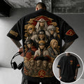 Unisex Anime-Style Retro Corduroy Oversized T-Shirt