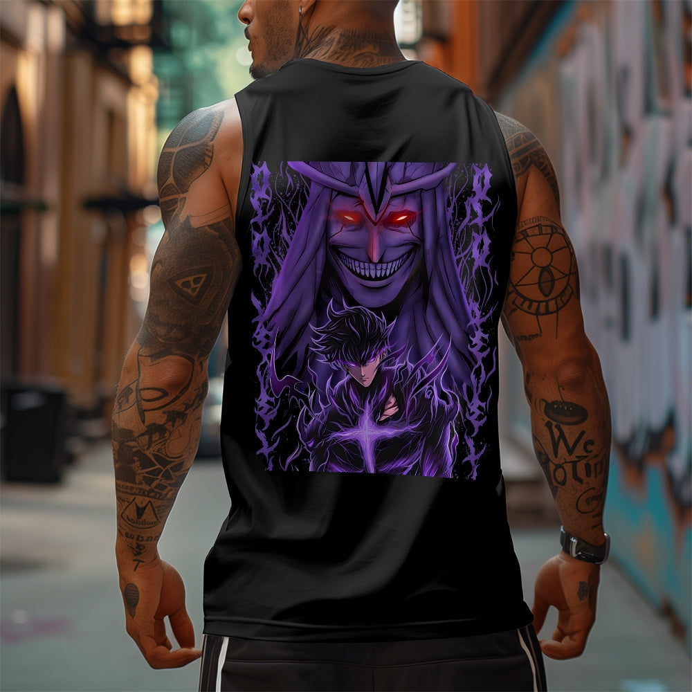 Oversized Anime Print Gym Tank Top