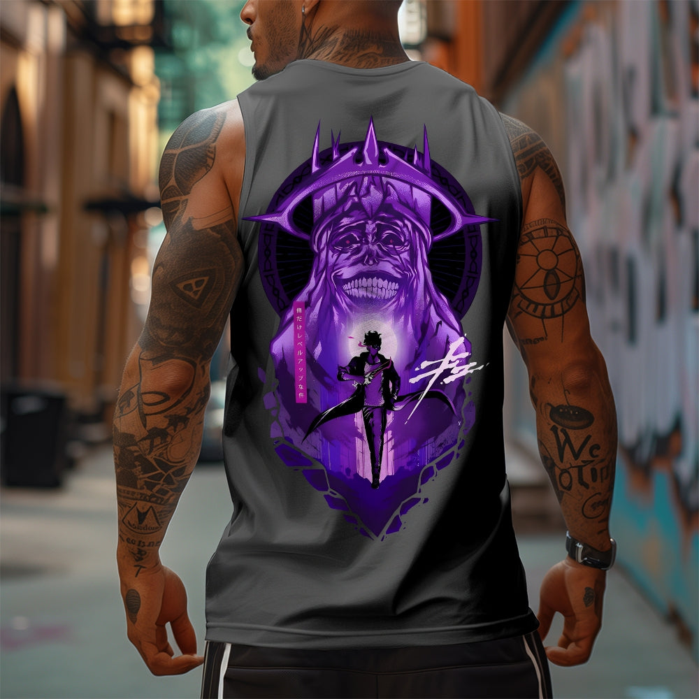 Oversized Anime Print Gym Tank Top