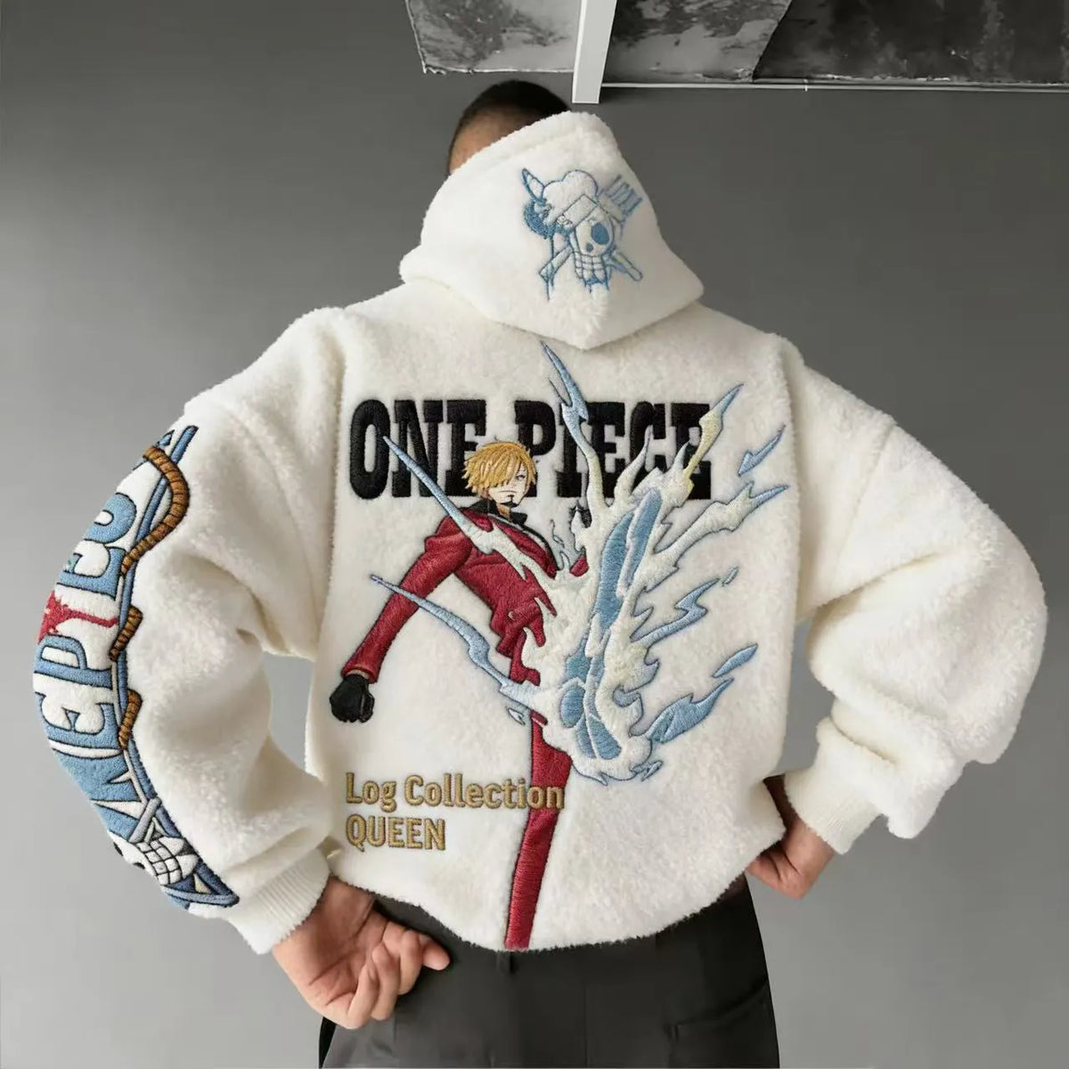 Color-blocked Plush Hoodie