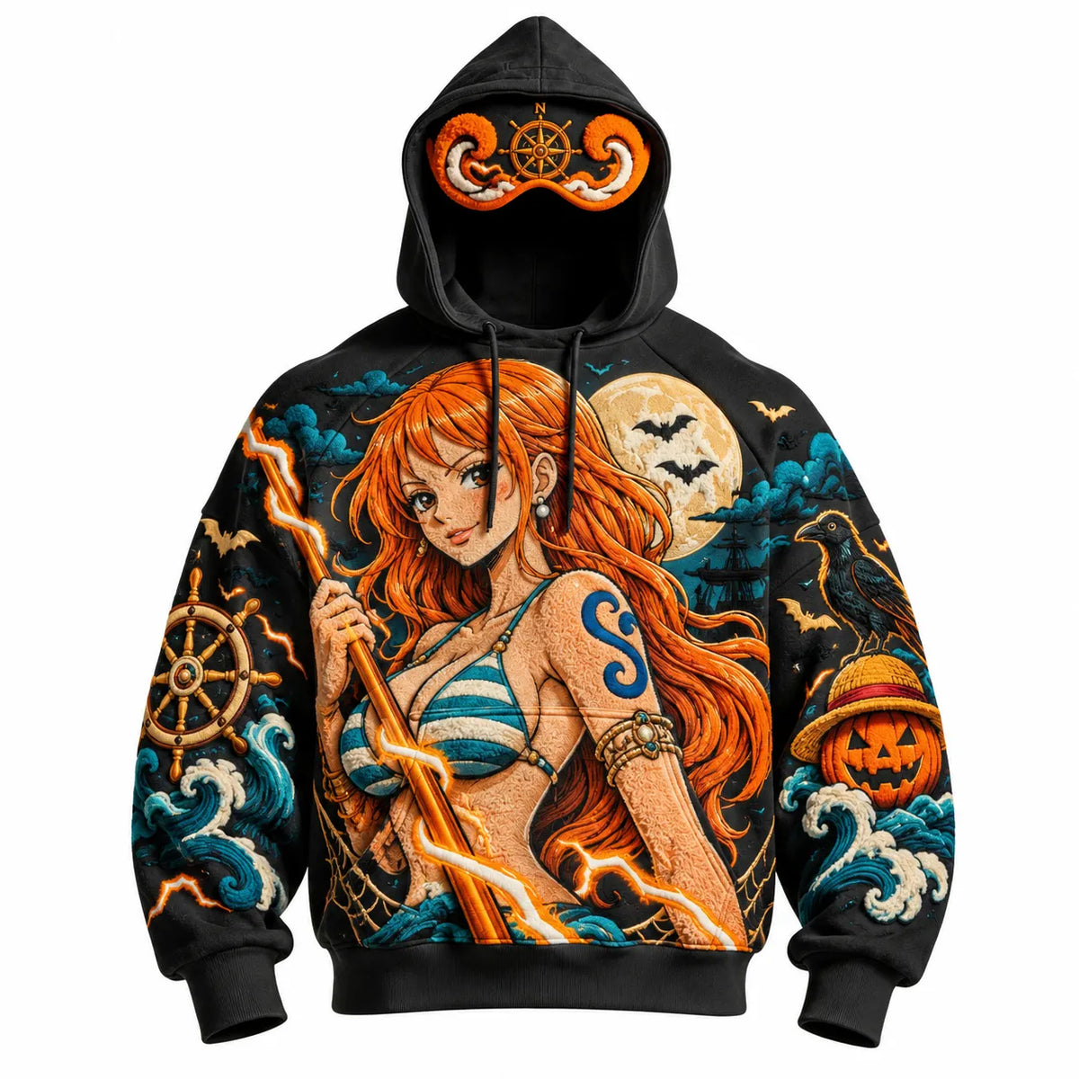 Halloween Anime-Print Hoodie