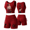 Women's Anime-Print Tank Top And Shorts Sports Set