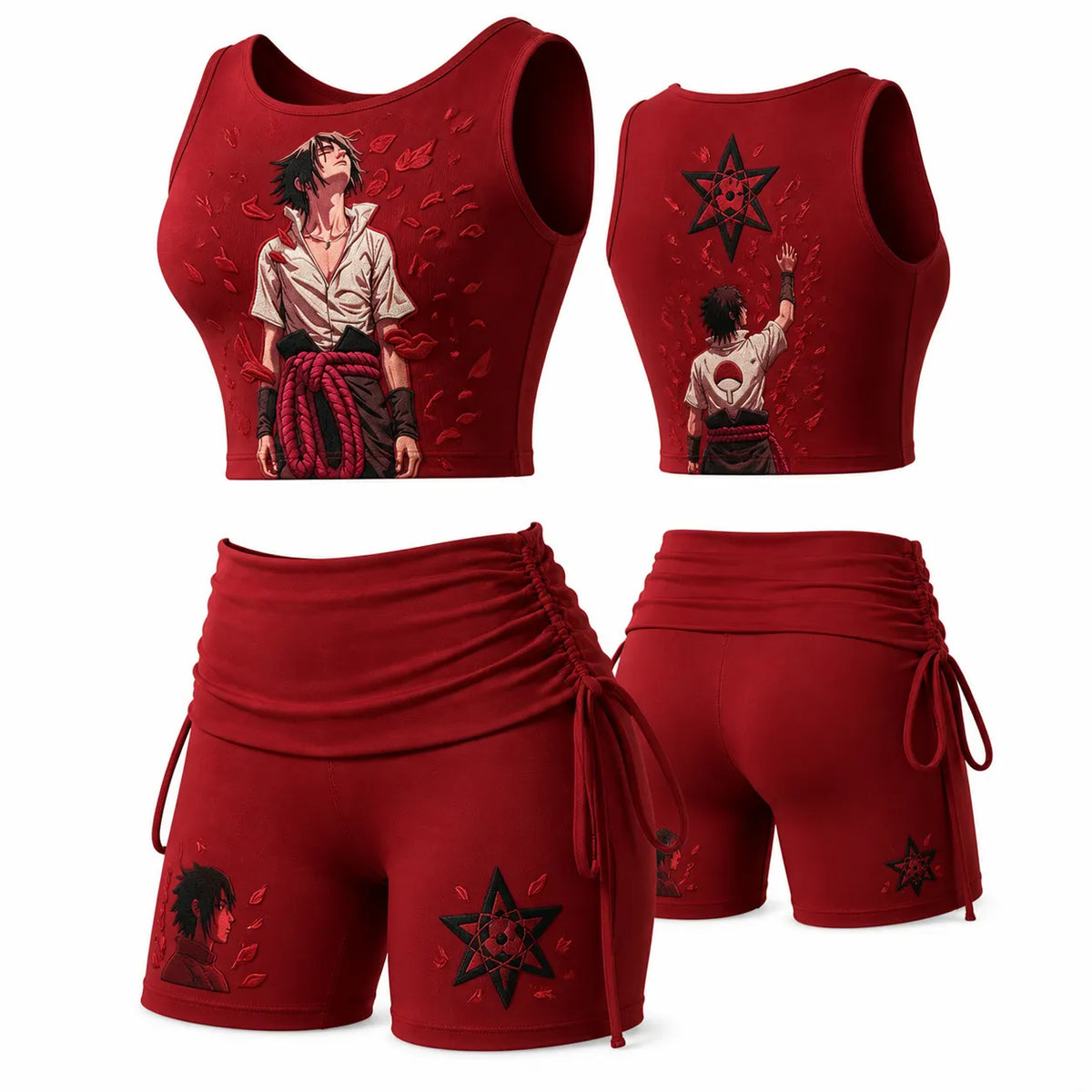 Women's Anime-Print Tank Top And Shorts Sports Set