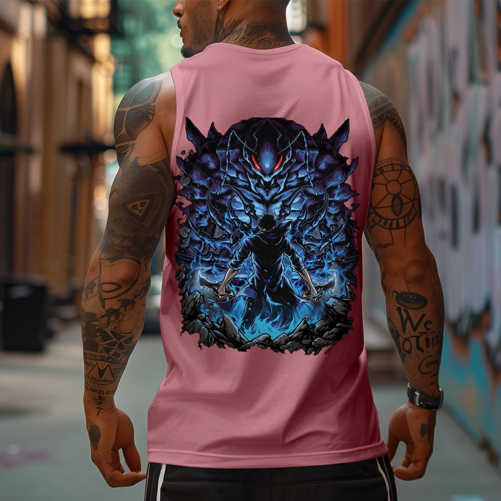 Oversized Anime Print Gym Tank Top