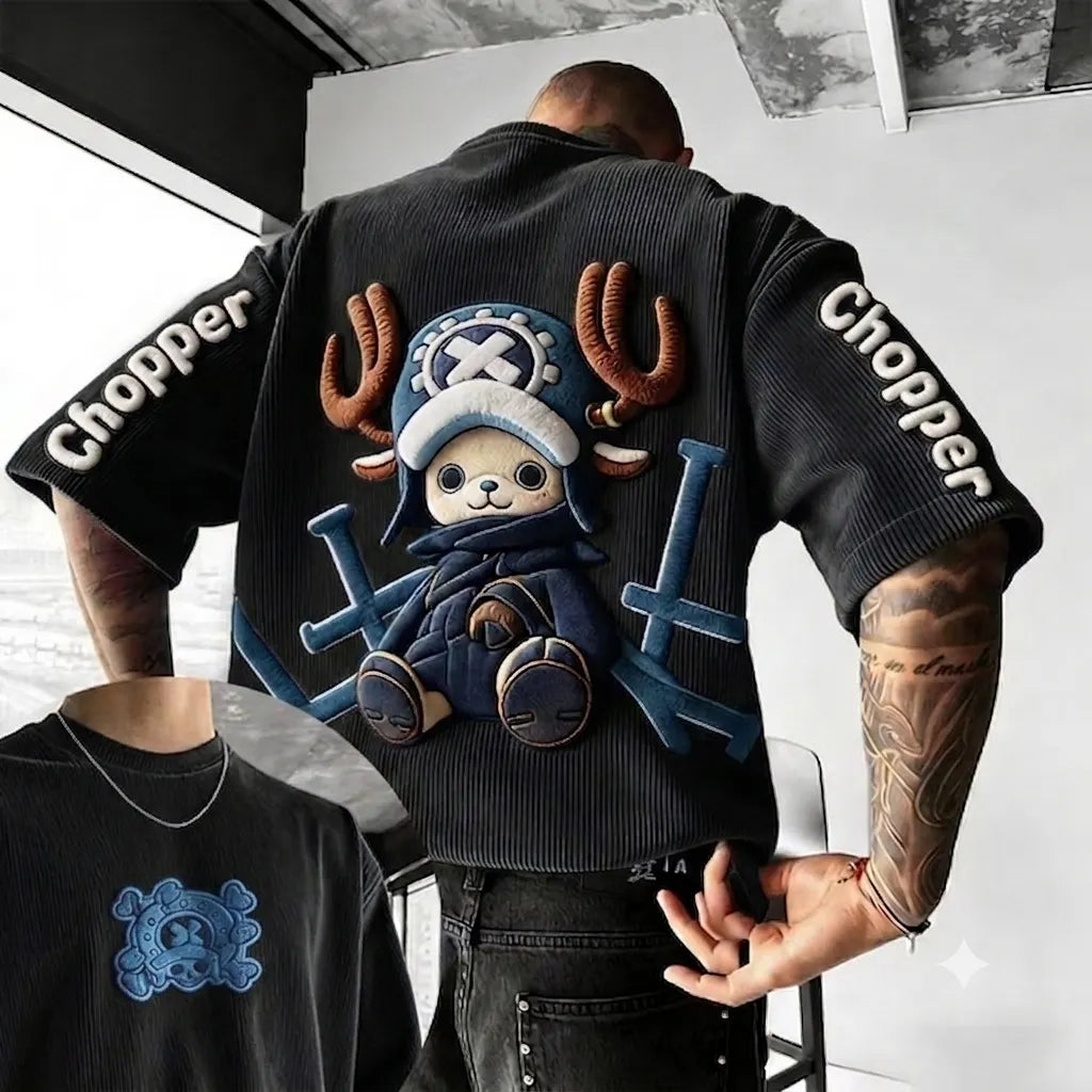 Unisex Anime Inspired Vintage Corduroy T-Shirt