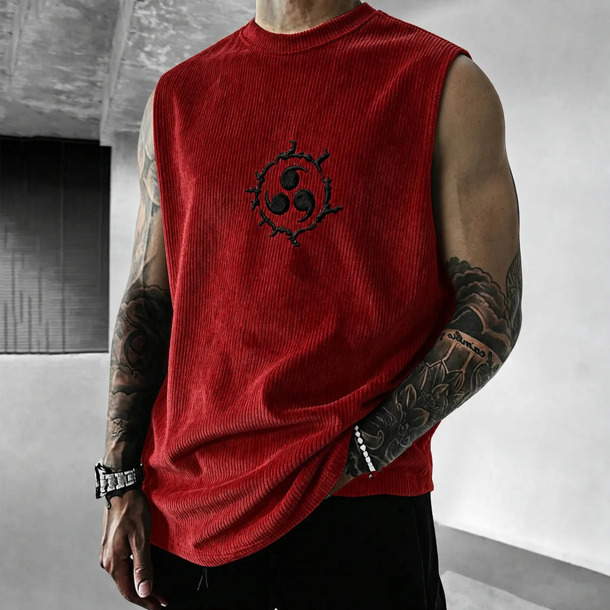 Unisex Anime-Style Retro Corduroy Tank Top
