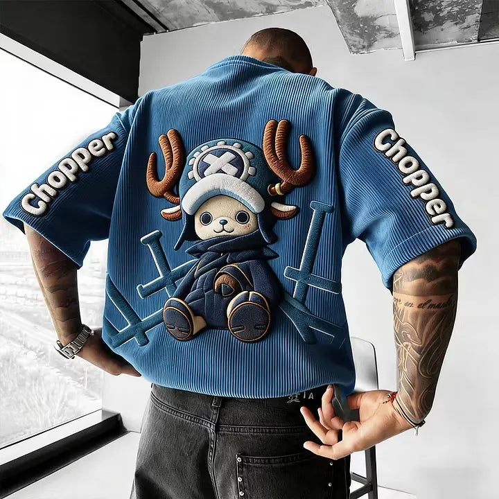 Unisex Anime Inspired Vintage Corduroy T-Shirt