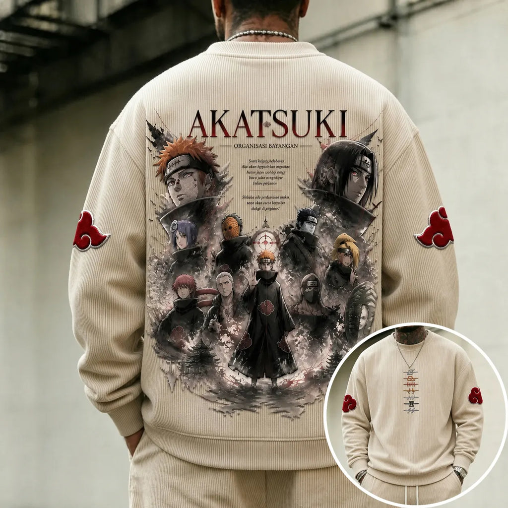 Unisex Retro Corduroy Sweatshirt In Anime Style