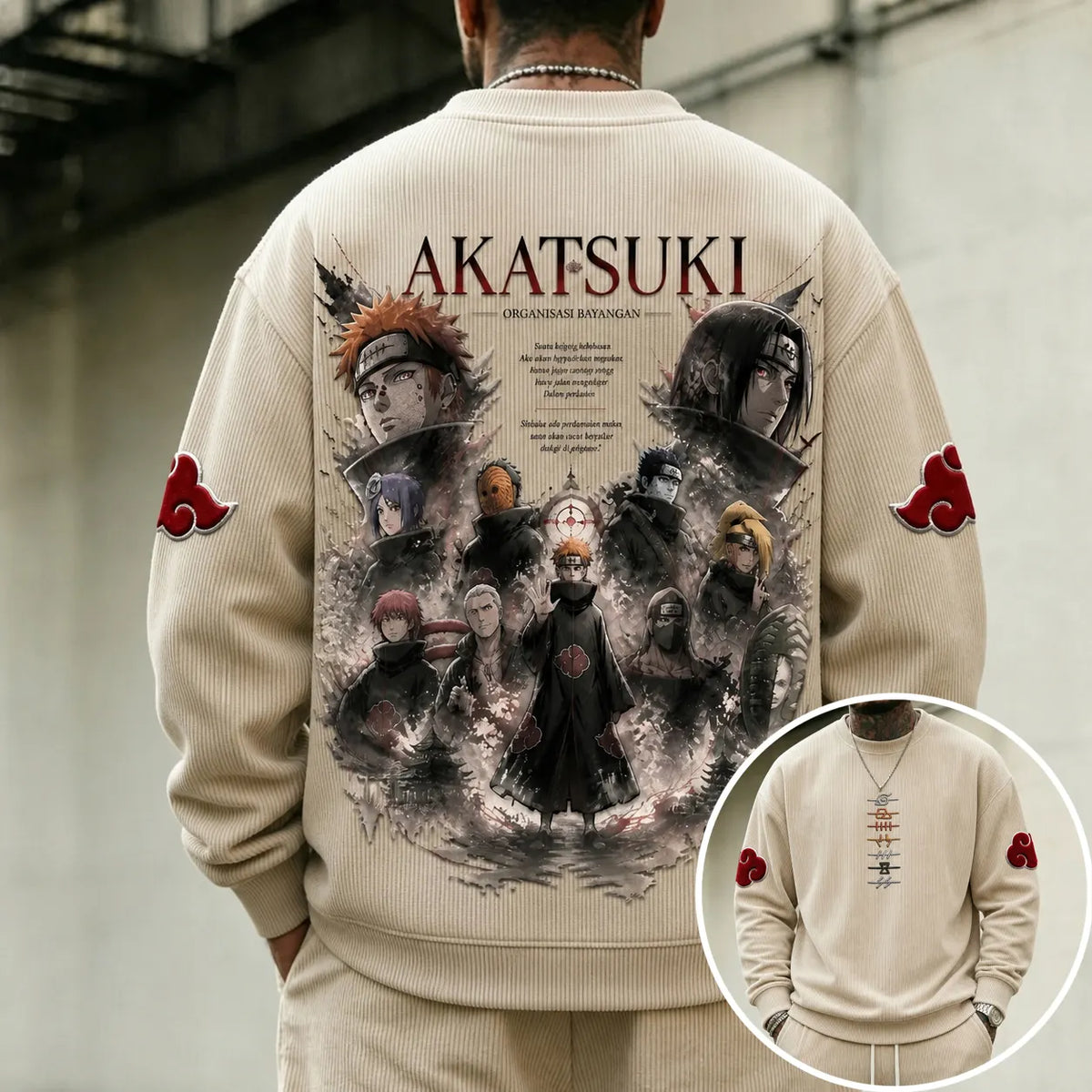Unisex Retro Corduroy Sweatshirt In Anime Style