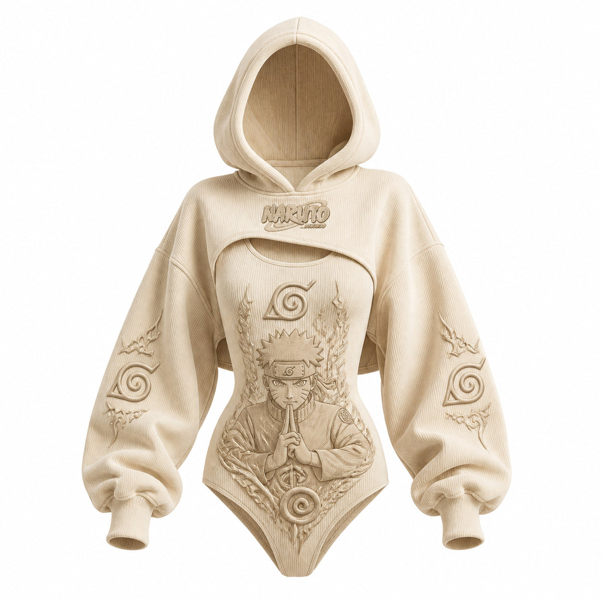 Women's Anime-Print Hooded Romper Set